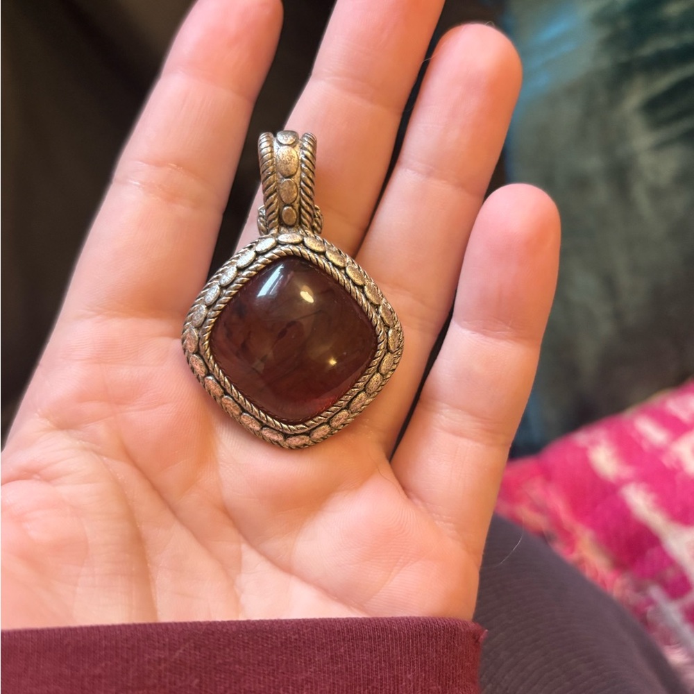 Premier Designs Pendant with Removable Reddish-Brown Gem